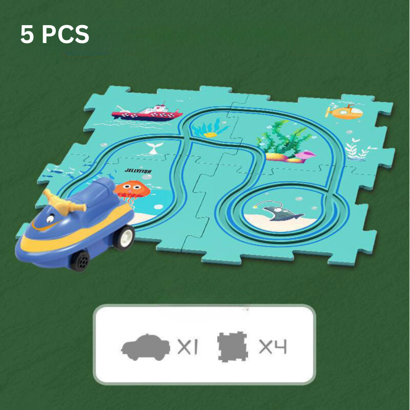 TrackForge Racebaan Set voor Kinderen – Aanpasbare Creatieve Race Track met Thema’s (3+)
