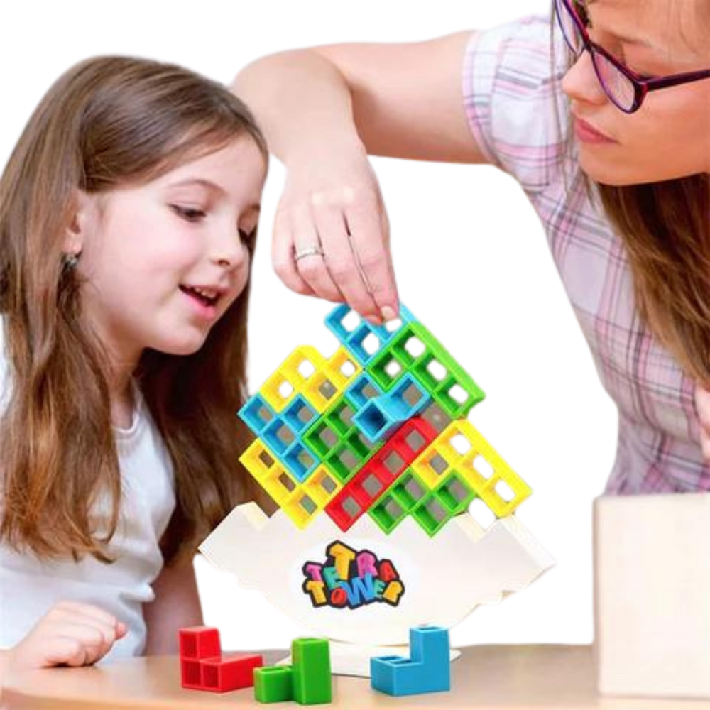 Balans Stapelspel voor Kinderen en Gezinnen – Tetris Stijl Behendigheidsspel met Bouwstukken