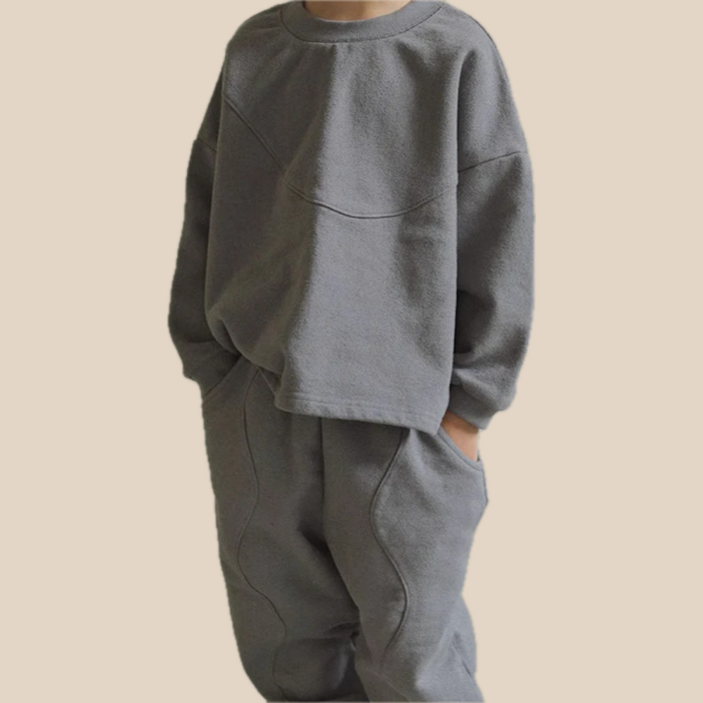 Joggingpak - UrbanComfy Unisex, Grijs/Beige, Katoen, Maat 0-6 Jaar