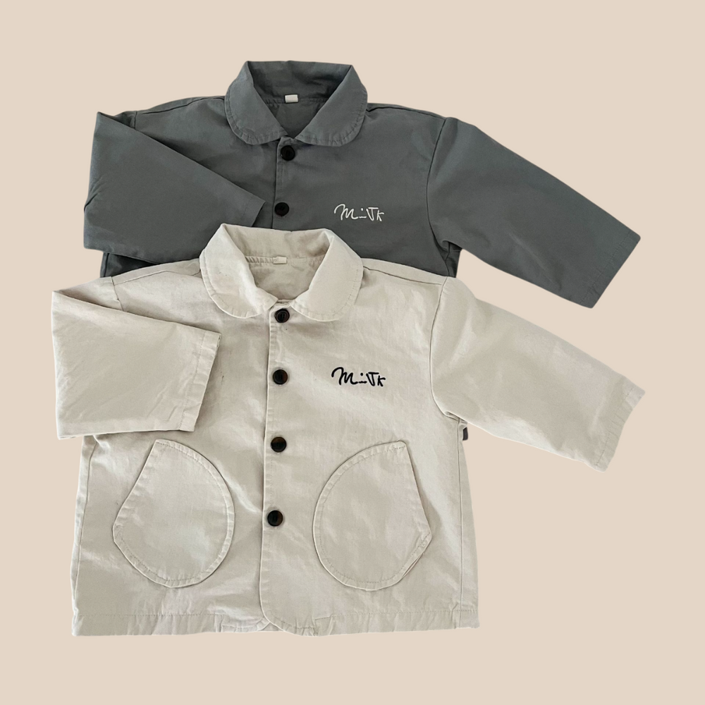 Jas - LittleUrban Unisex, Grijs/Beige, Katoen, Maat 0-8 Jaar