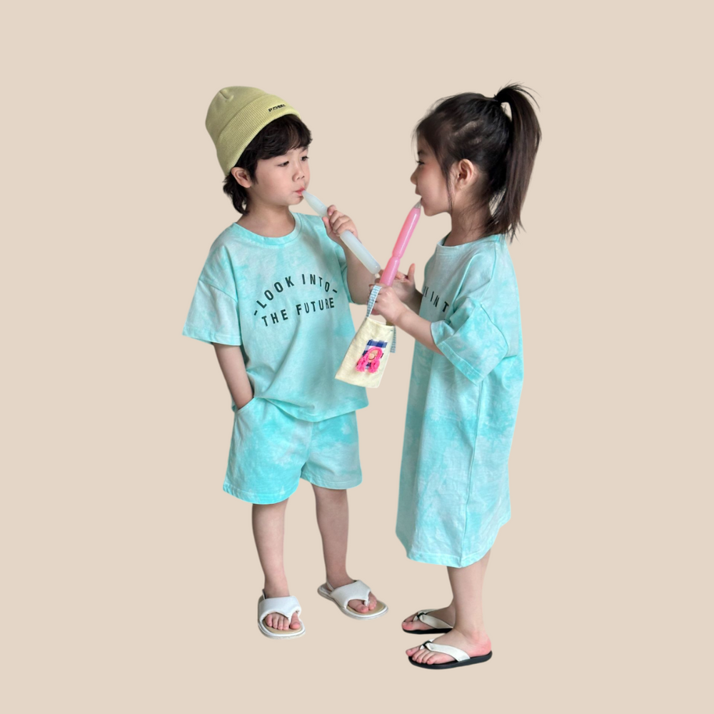 Kledingset met Tie Dye - SkyGlow Unisex, Blauw, Katoen, Maat 0-8 Jaar