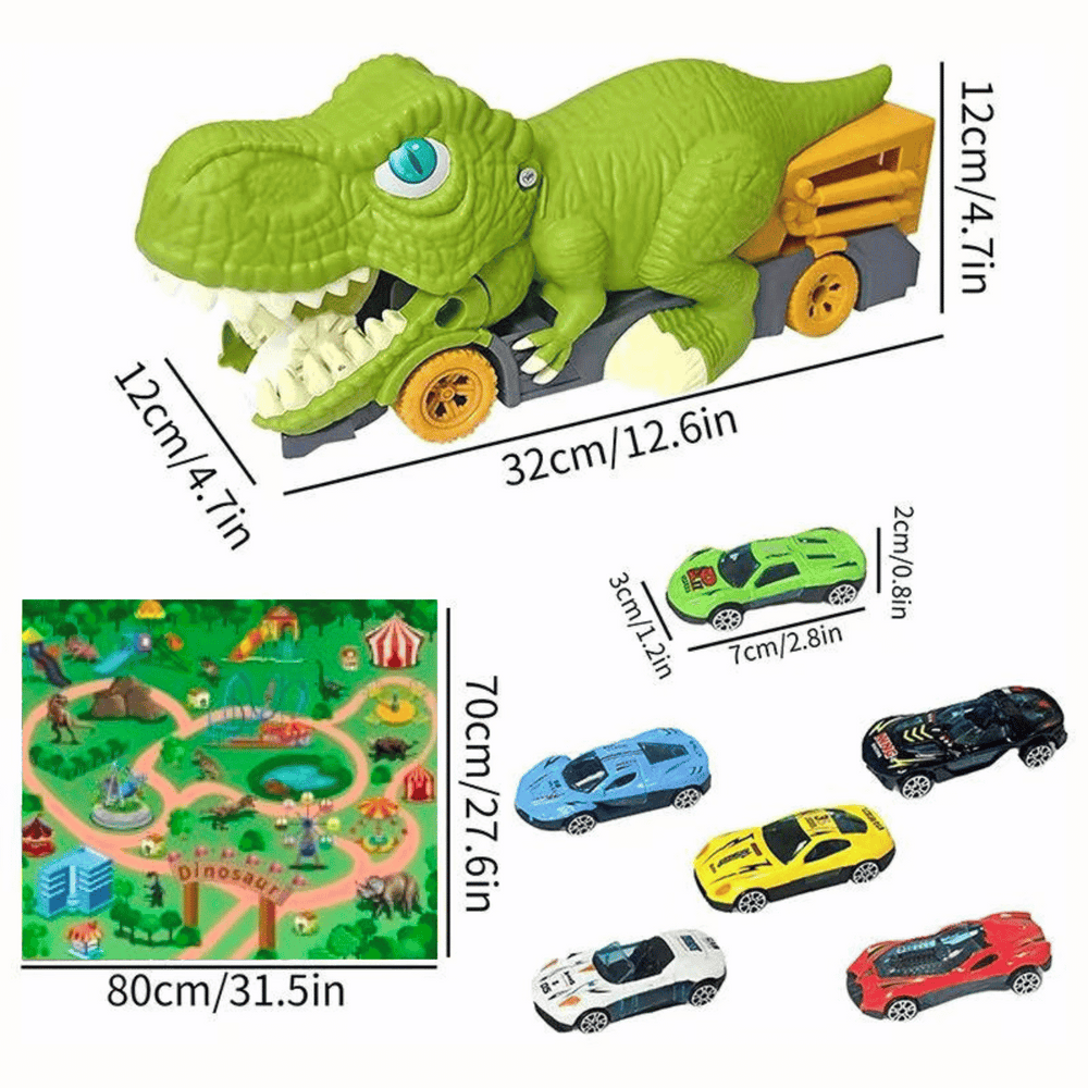 DinoRacer Avontuur Set – Interactief Speelgoed met Dinosaurussen en Mini-auto’s voor Kinderen 3+ – Creatief, Educatief & Duurzaam
