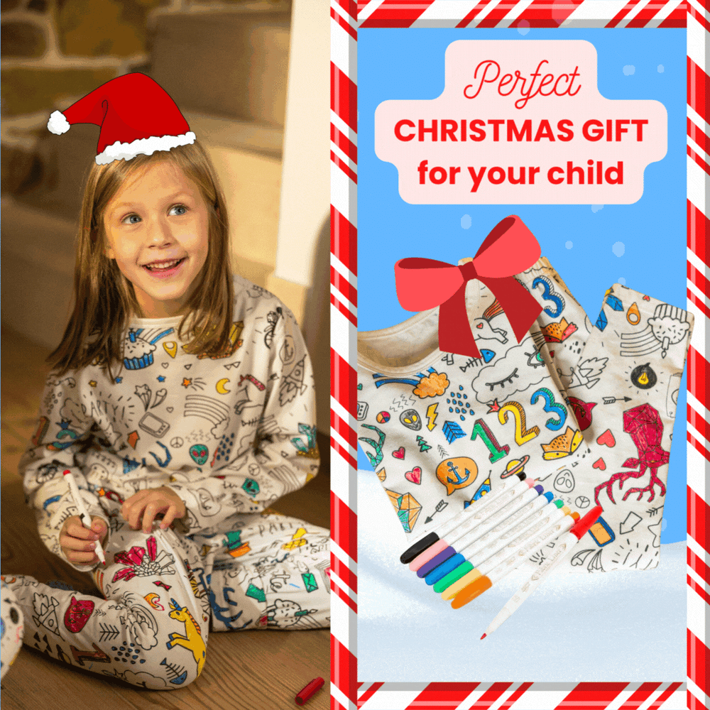 Inkleurbare Kinderpyjama – Personaliseerbare, Zachte en Ademende Pyjama voor Creatieve Kids