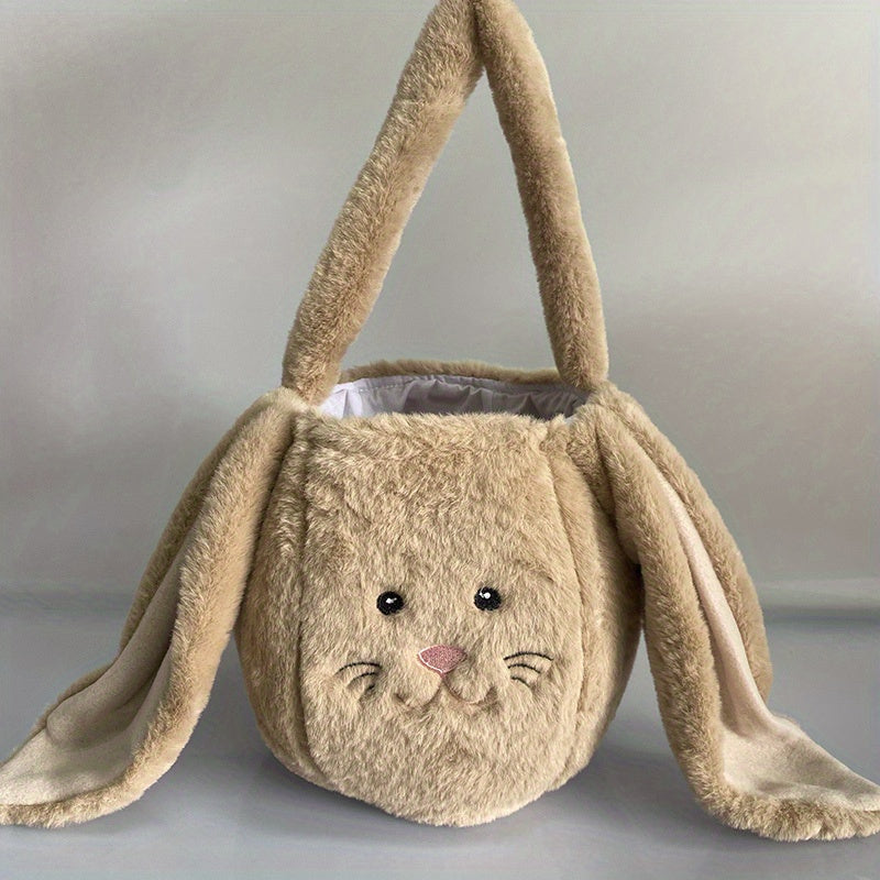 Schattige Paashaas Mand – Pluche Paasdecoratie & Eieren Verzamelmand, 20x18 cm