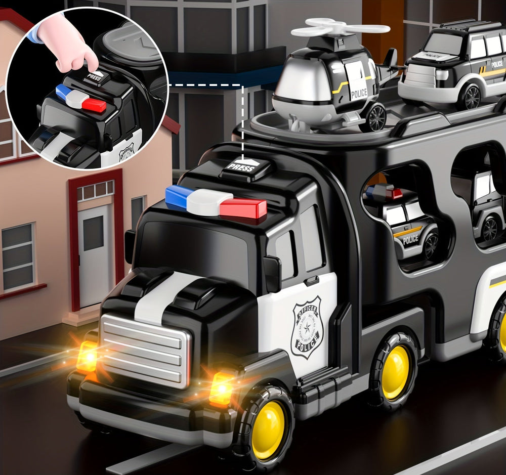 Politie Speelset met Vrachtwagen, Auto’s & Helikopter – Geluid & Licht (vanaf 3 Jaar)
