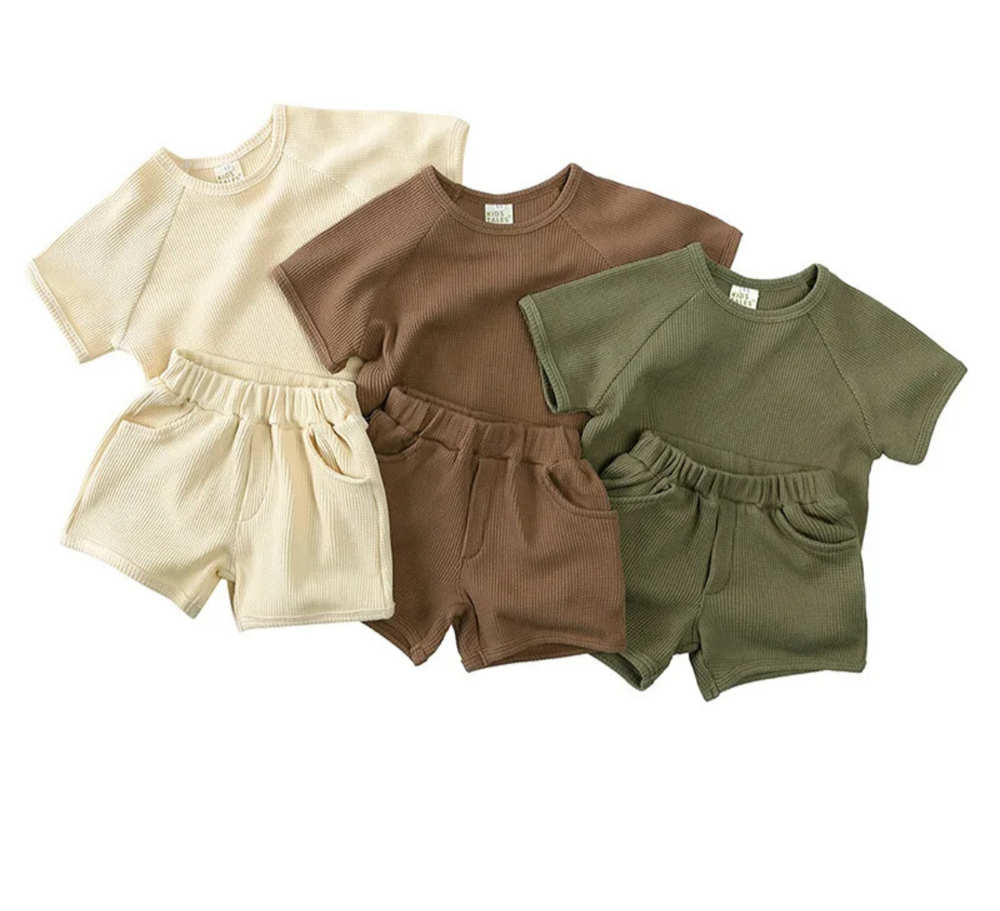 SunnySprout Ribbed Set – Ademend Katoenen Zomersetje voor Actieve Baby’s & Peuters 0-9 Jaar