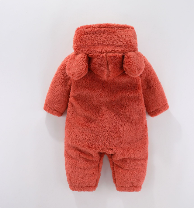 Warme Fleece Romper met Capuchon – Zachte Baby Onesie met Oortjes (0-12 mnd)