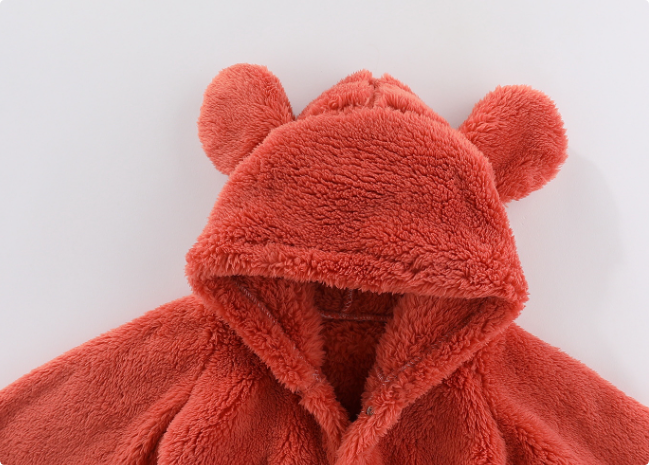 Warme Fleece Romper met Capuchon – Zachte Baby Onesie met Oortjes (0-12 mnd)