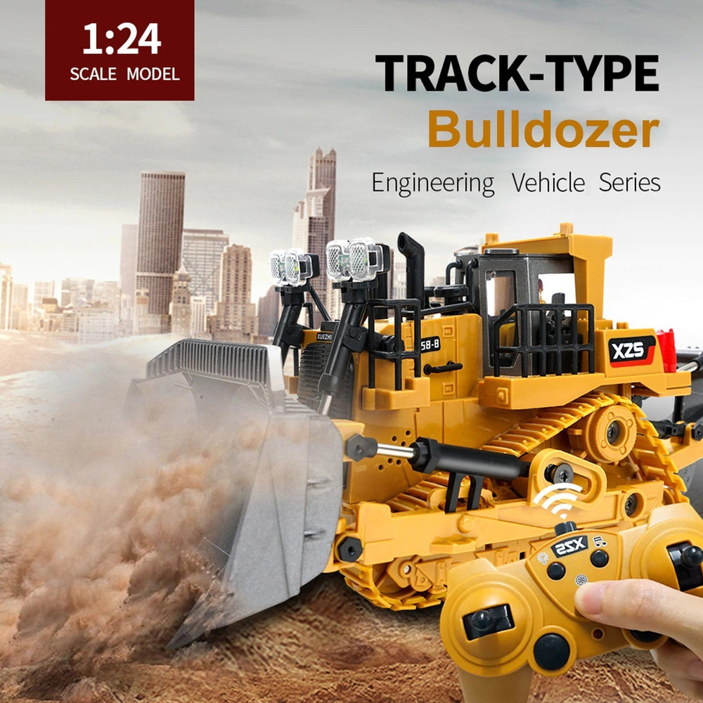RC Bulldozer 1:24 voor Kinderen – Met LED, Metalen Scheplepel en 2.4GHz Besturing
