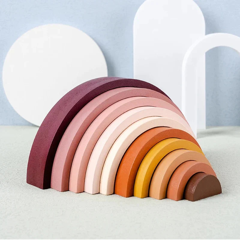 Houten Regenboog Stapel Speelgoed – Montessori Bogen voor Peuters