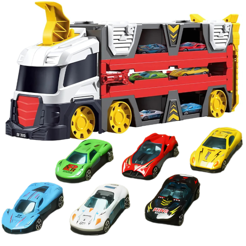 2-in-1 Speelgoedtruck met Racebaan – FlexiRacer | Auto Speelset voor Kinderen 3+ Jaar