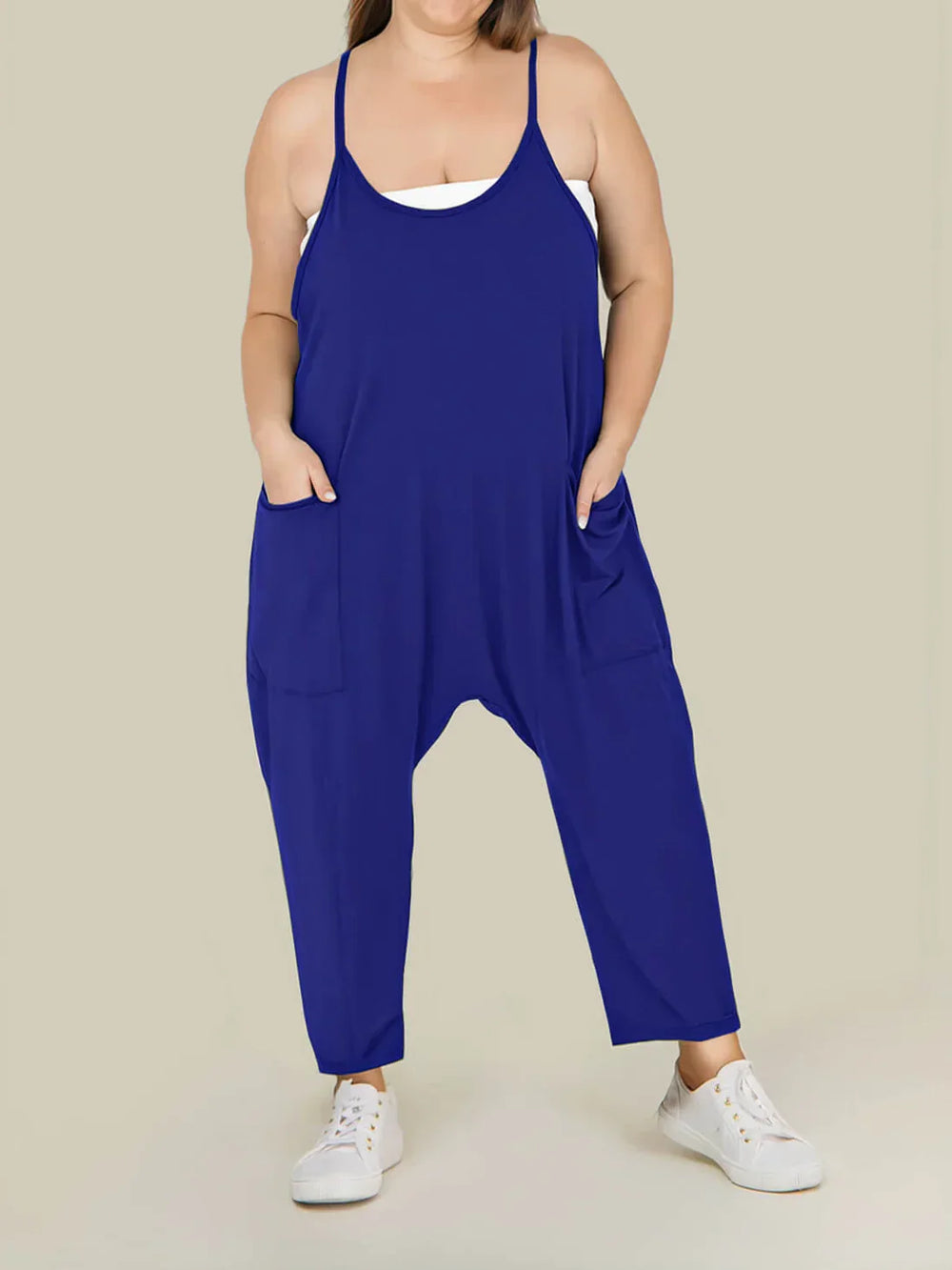 Zwangerschapsjumpsuit met grote zakken – loose fit, rekbare katoenmix | positiekleding