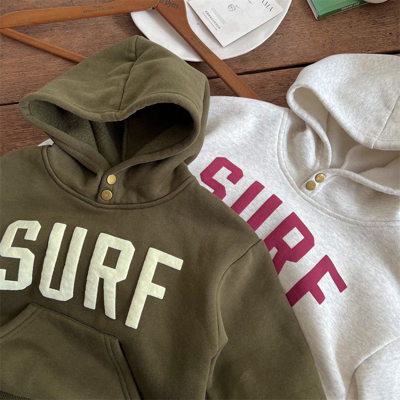 Hoodie - WaveRider Unisex, Groen/Rood/Grijs, Katoen, Maat 0-6 Jaar
