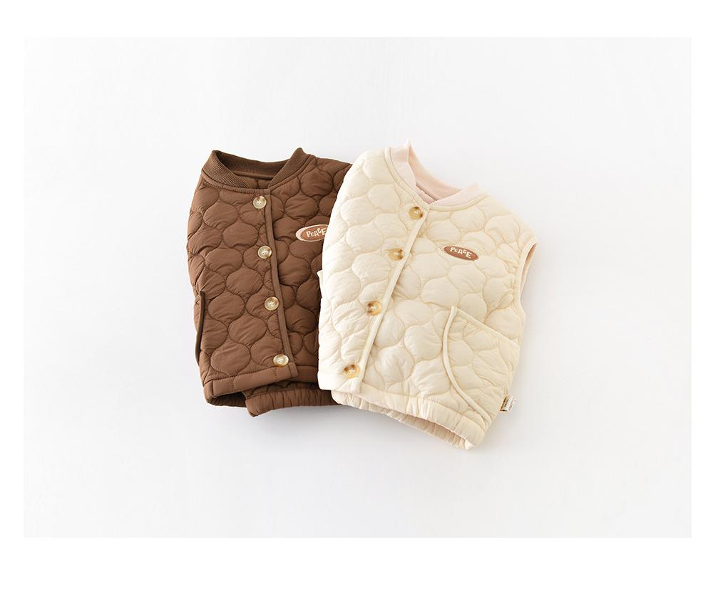 Gewatteerde Bodywarmer - CozyNest Unisex, Beige/Bruin, Katoen, Maat 0-4 Jaar