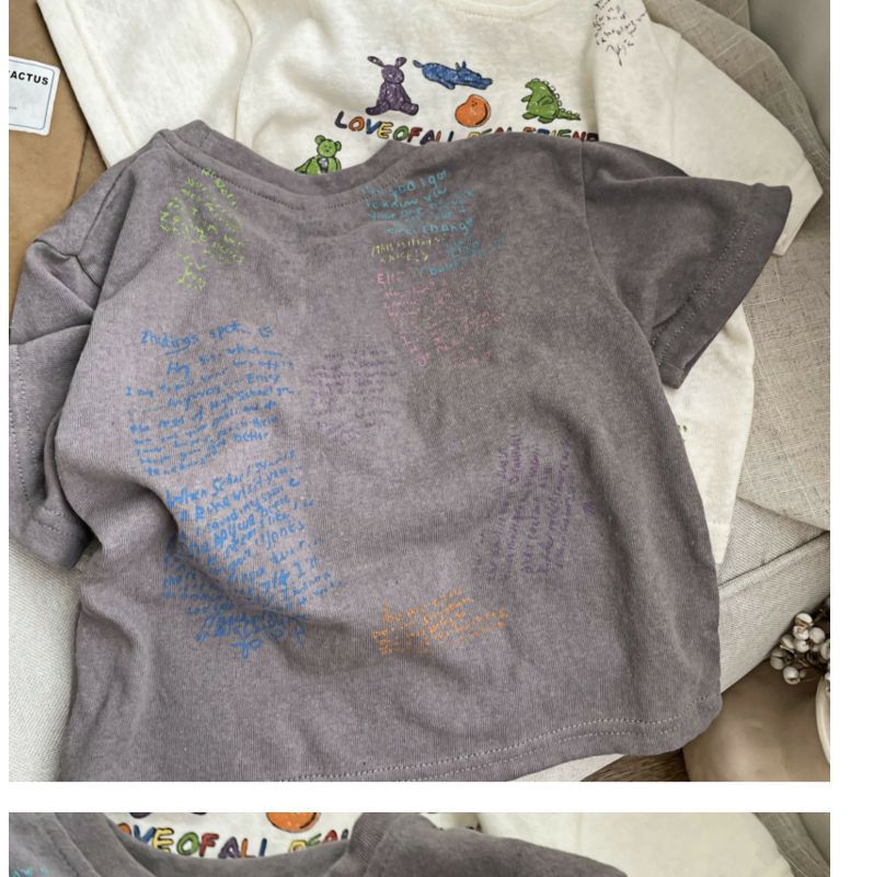 T-shirt - BestieVibes Unisex, Wit/Grijs, Katoen, Maat 0-6 Jaar