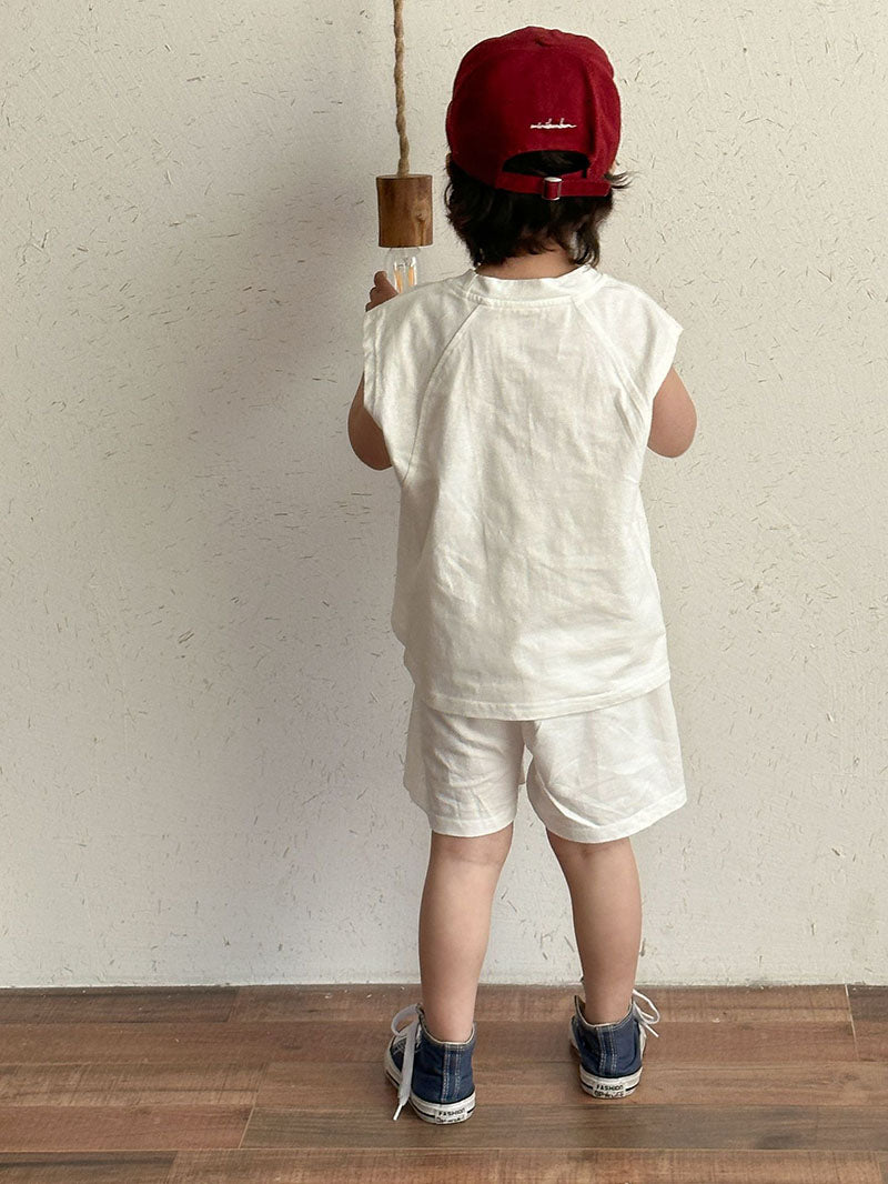 Zomer Kledingset T-shirt + Korte Broek - Team97 Unisex, Grijs/Wit, Katoen, Maat 0-8 Jaar