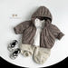 Donsjas met Capuchon - Muziyouyou Jongens, Bruin/Wit, Polyester, Maat 0-6 Jaar-More For Mini