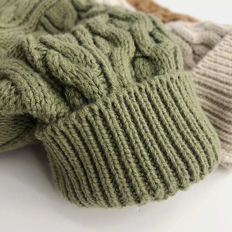 Gebreide Trui met Kabel - Pyong Unisex, Bruin/Groen/Beige, Katoen, Maat 0-6 Jaar-More For Mini