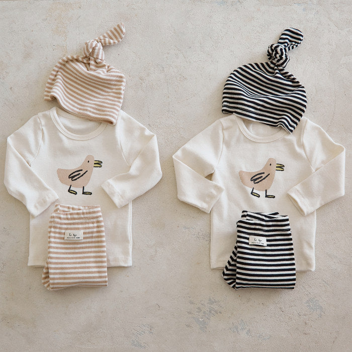 Set Legging met Longsleeve en Muts - Cozy Nest Baby, Bruin/Zwart, Katoen, Maat 0-3 Jaar-More For Mini