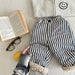 Broek met Fleece binnenkant - Little Explorer Unisex, Blauw/Groen/Gestreept, Katoen, Maat 0-6 Jaar-More For Mini