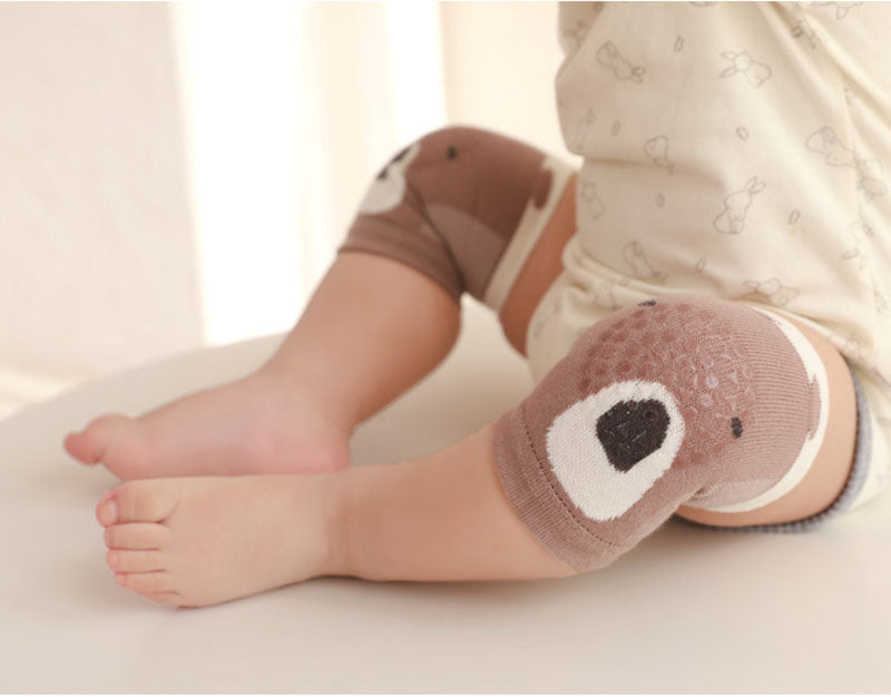 Kniebeschermer en Sokken Set - SnuggleStep Unisex, Geel/Bruin/Oranje/Roze/Wit, Katoen, Maat 0-5 Jaar