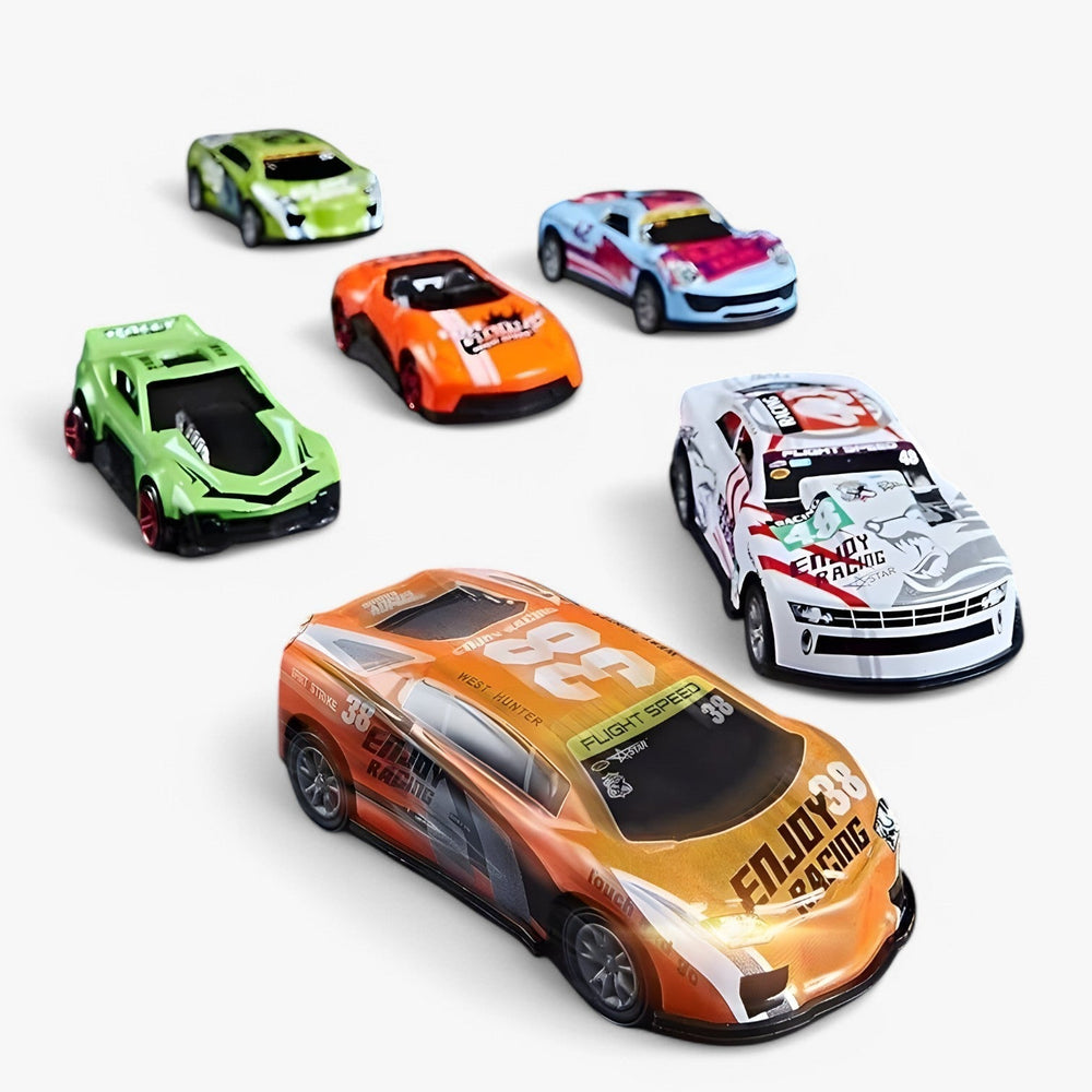 Speelgoed autotransporter met 6 raceauto's – laadfunctie, zonder batterijen | vrachtwagen