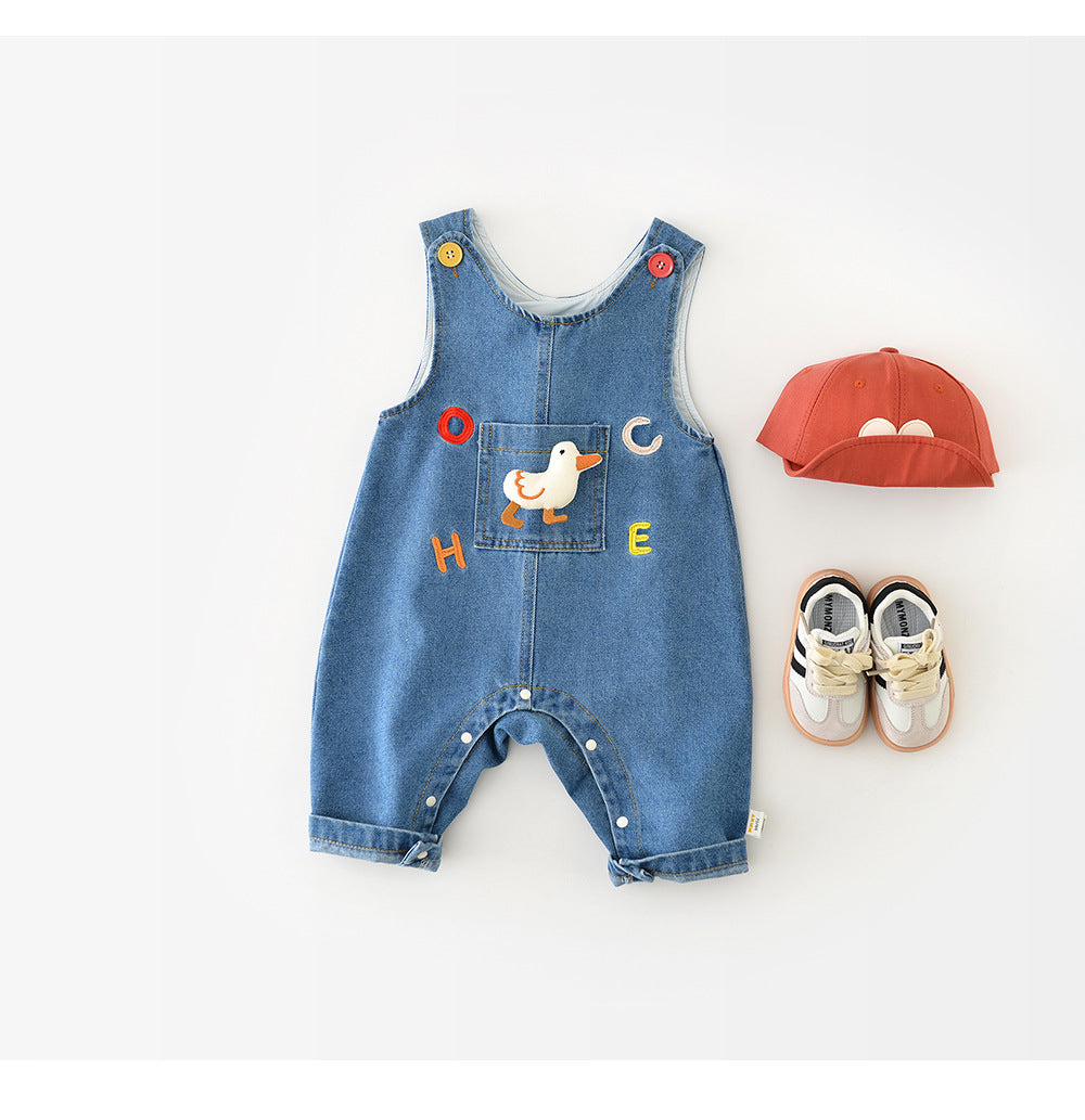 Baby Tuinbroek Denim Eend – Unisex Peuter Outfit