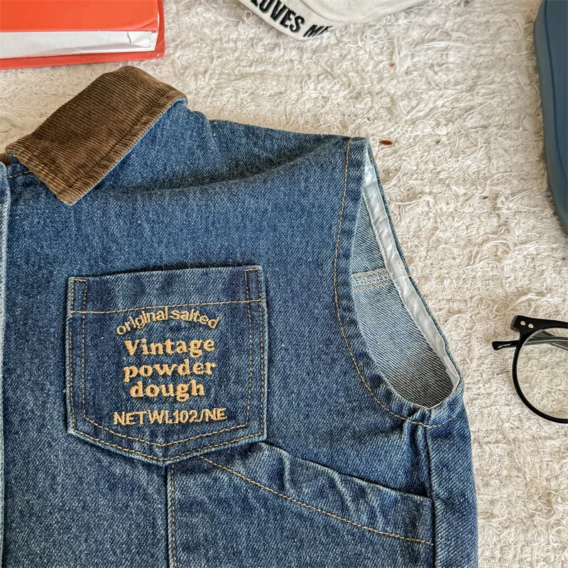 Kinder Spijker Gilet – Denim Bodywarmer Zonder Mouwen – Vintage Look (9m–6jr)
