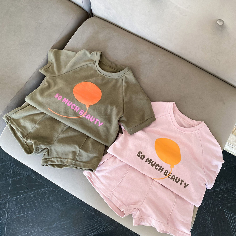 SunPop Zomerset voor Kinderen – Uniseks Shirt & Short met Zonprint | Bonbini Kids | Maat 0–9 Jaar