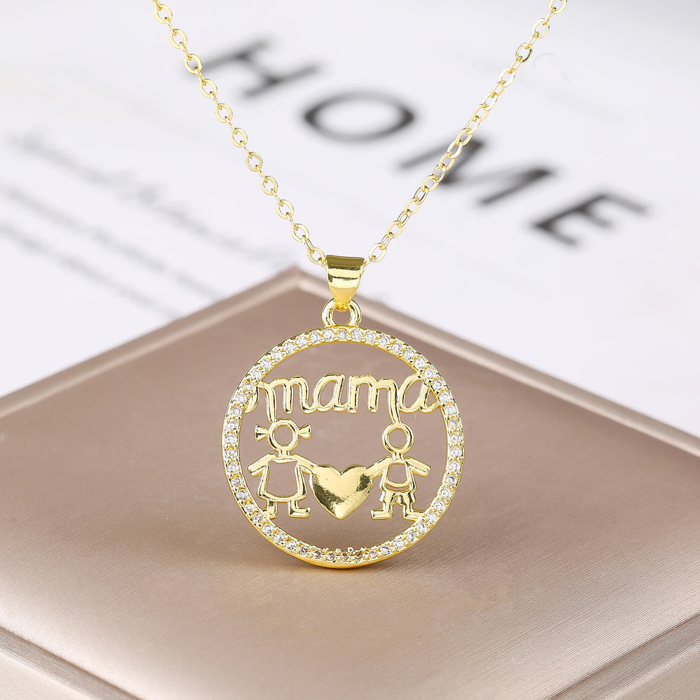 Mama Ketting Goud – Moederdag Hanger met Zirkonia Cadeau voor Moeder