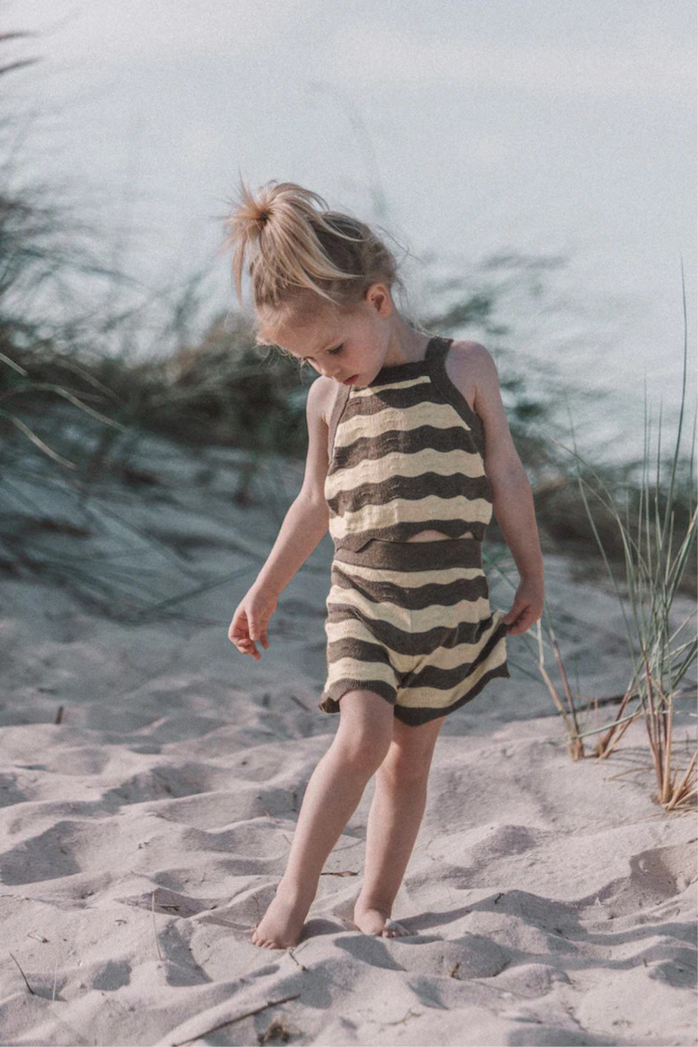 Terra Mini Coco Wave Baby Zomersetje – Top + Short – Natuurlijke Kleuren – Gebreide Katoenmix – 0-2 Jaar – Uniseks Zomeroutfit