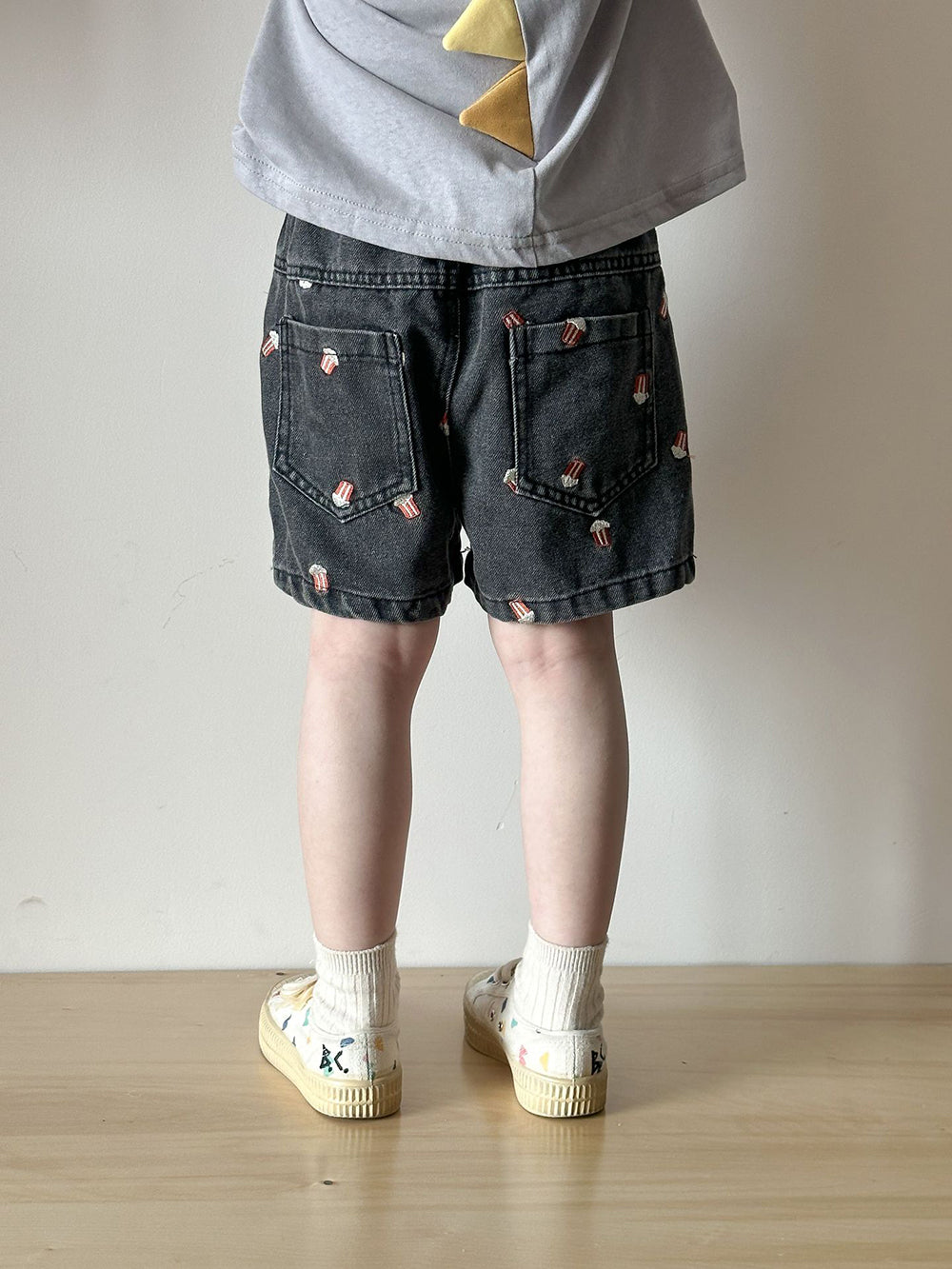Korte Broek met Popcorn - Baby, Peuter, Kleuter, Kinderen - Blauw/Zwart, Katoen, Maat 0-8 Jaar