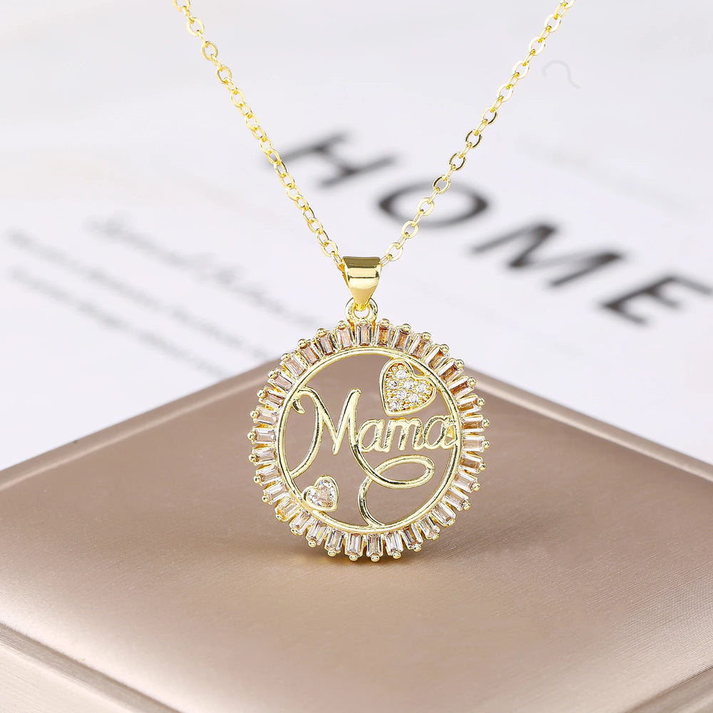 Mama Ketting Goud – Moederdag Hanger met Zirkonia Cadeau voor Moeder