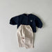 Vest met Love Me borduursel - Tender Meisjes, Blauw/Beige, Katoen, Maat 0-6 Jaar-More For Mini