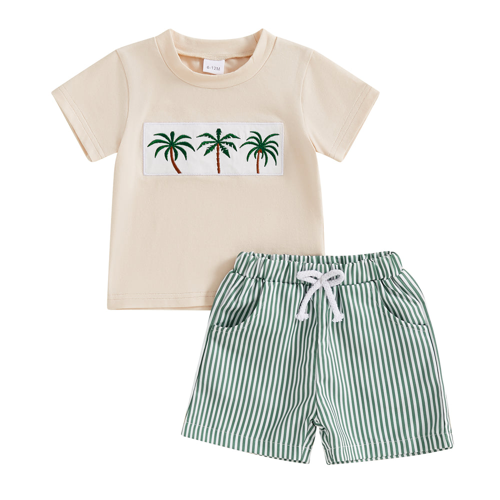 AdventurePrint Zomerset Baby & Peuter | Unisex T-shirt & Gestreepte Short | Zomeroutfit 0-4 Jaar | Katoen & Polyester