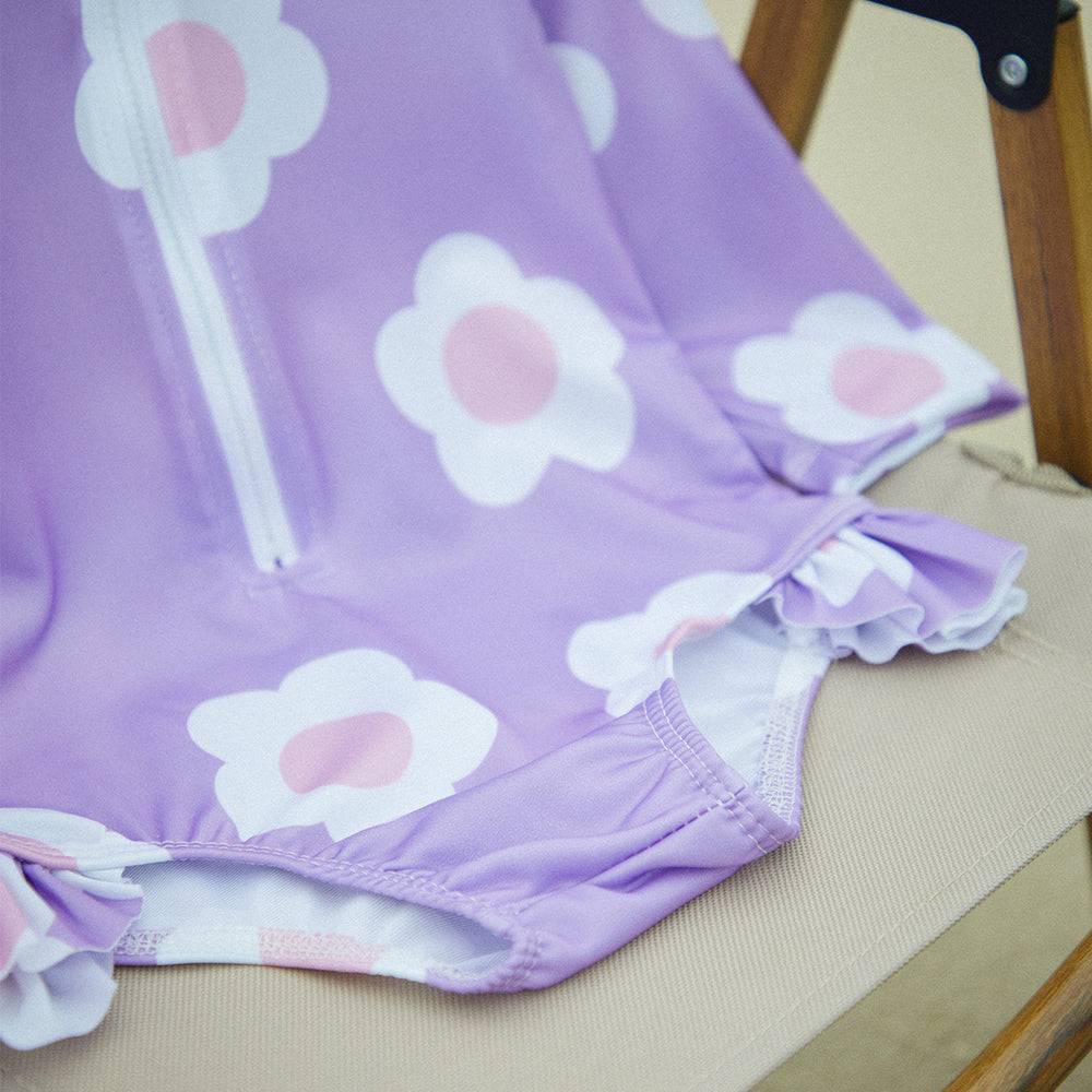 LilaBloom Zwemset Baby Meisje | UV-Bescherming | Zwemromper & Hoed | Bloemenprint | 6-24 Maanden