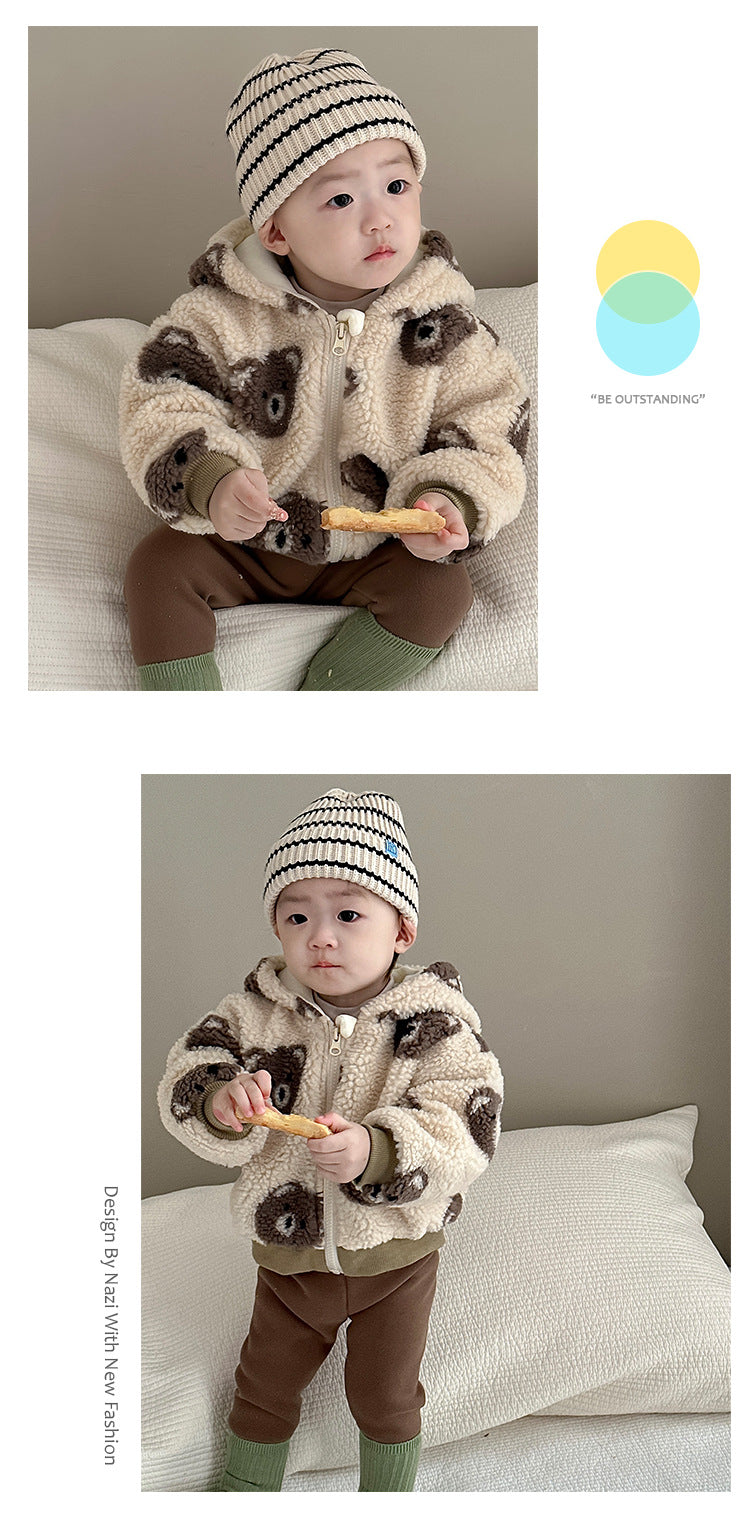 Teddy Vest Baby met Oortjes – Warme Fleece Jas (0–3 Jaar)