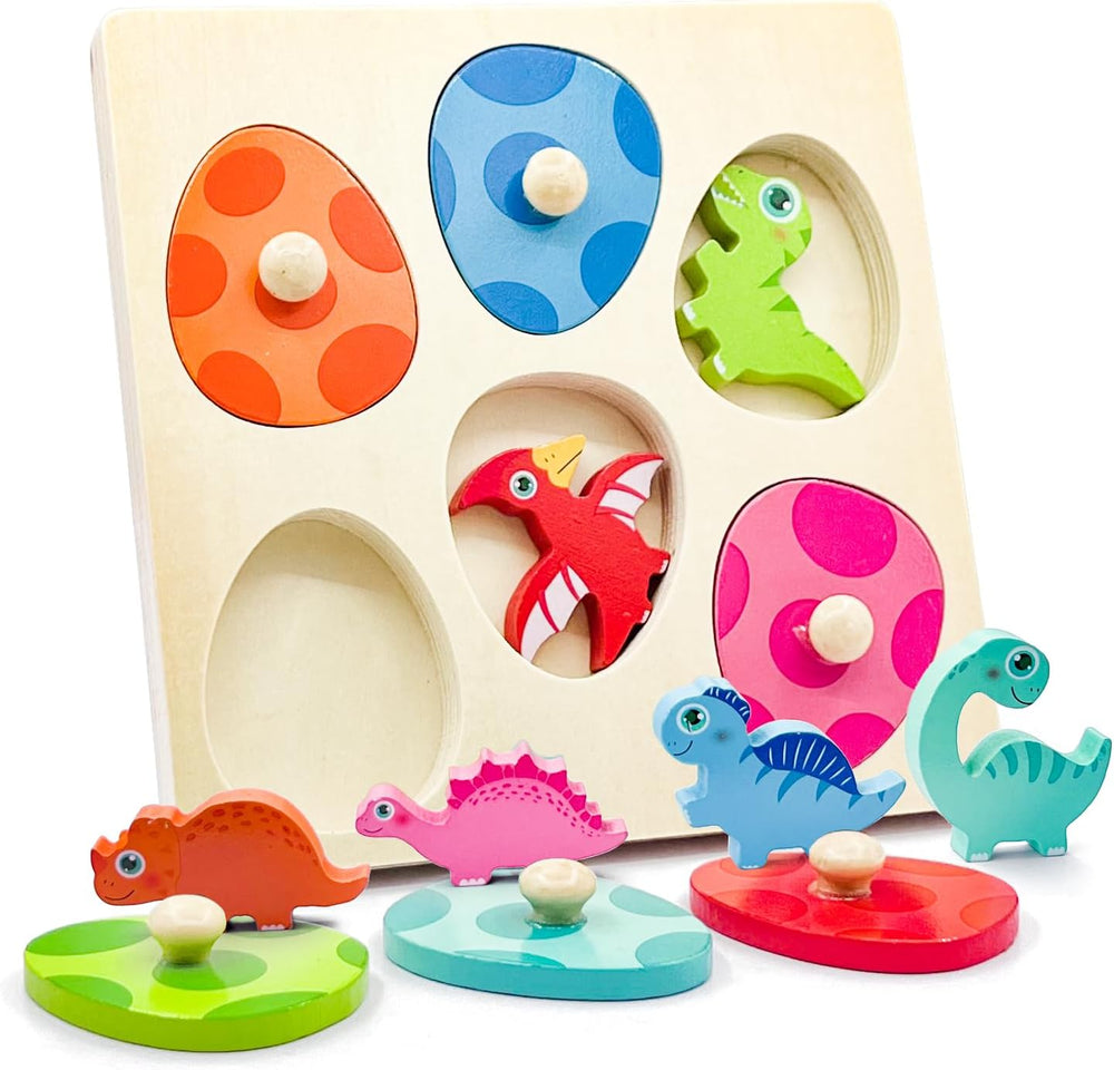 Houten Puzzel – Dino Discovery, Educatief Speelgoed voor Peuters, Fijne Motoriek, Kleurrijk & Duurzaam, +2 Jaar