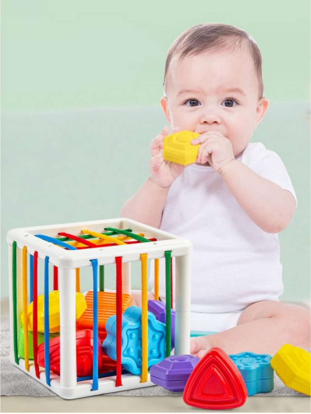 Sensorische Vormenkubus Baby – Montessori Speelgoed 6+ Maanden