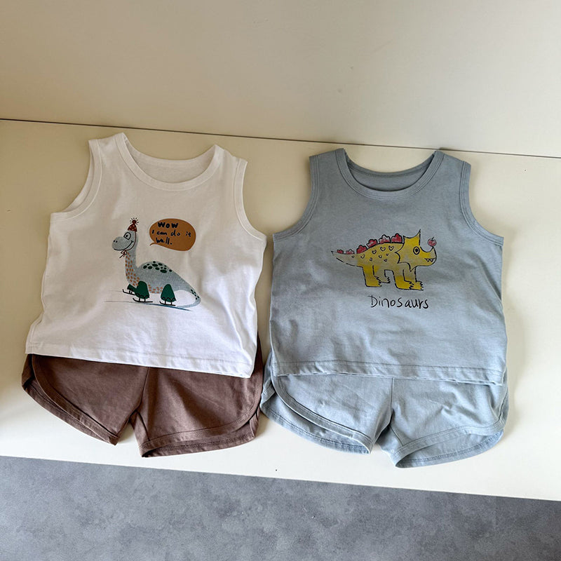 DinoFun Zomerset voor Kinderen – Uniseks Shirt & Short met Dino Print | Roaro Kids | Maat 0–8 Jaar | Katoen