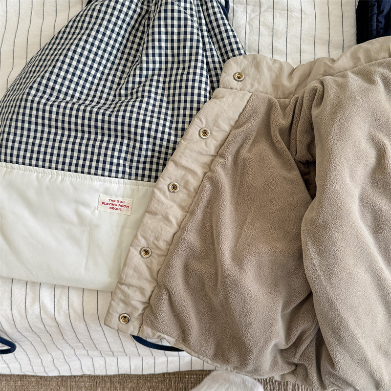 Bodywarmer - Little Voyager Unisex, Blauw/Beige, Katoen, Maat 0-6 Jaar-More For Mini