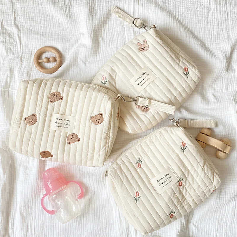 Mama Luiertas met Borduurprint – Compacte Baby Opbergtas met Rits