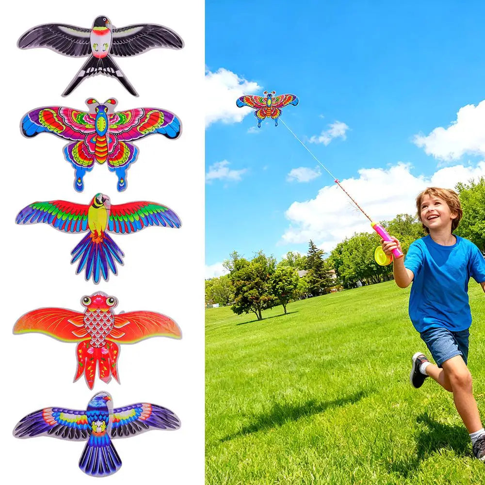 Cartoon Vogelvlieger voor Kinderen – Mini Vlieger met Hengel & Touw