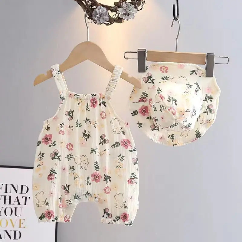 Babypakje Zonder Mouwen met Zonnehoedje – Licht & Comfortabel voor Warm Weer | Voor 1-24 Maanden
