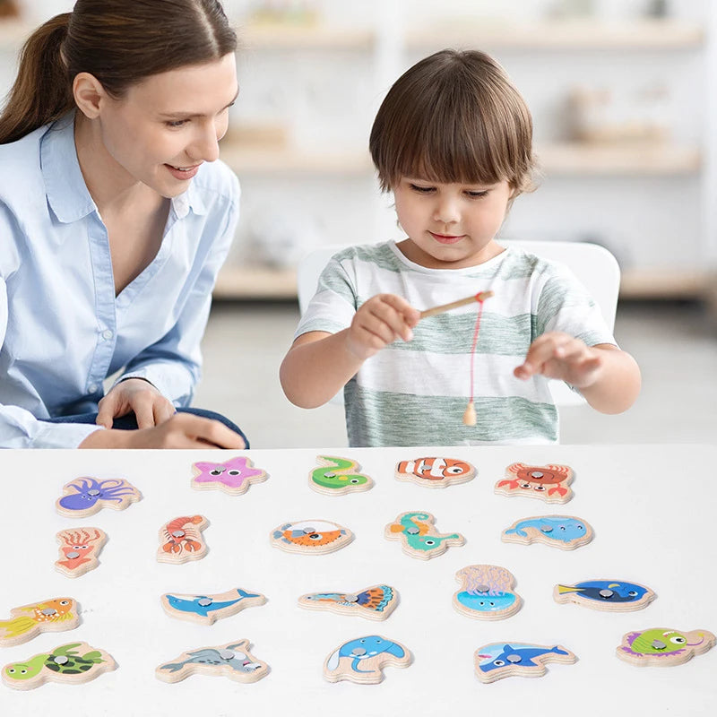 Montessori Magnetisch Houten Visspel – Educatief Zeeleven Speelgoed
