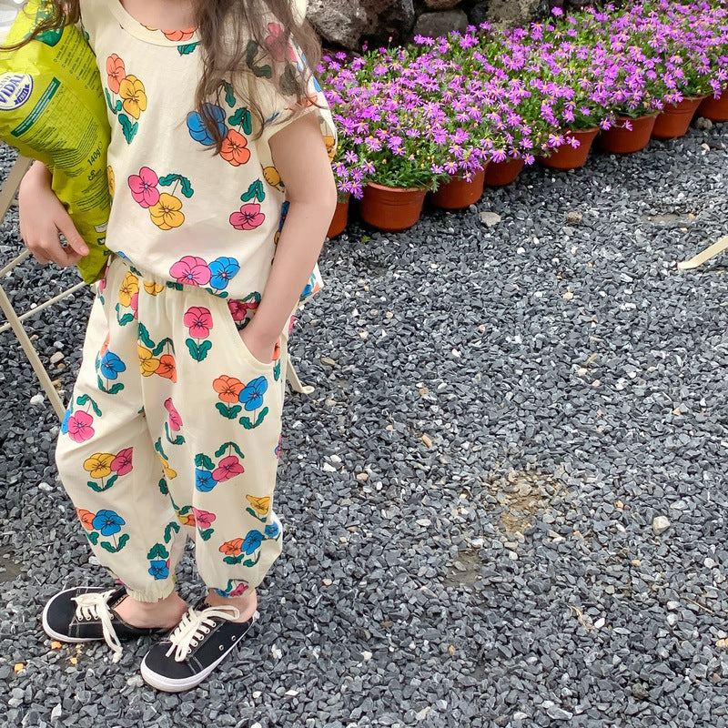 Zomer Set Meisje – 2 Delige Kinderkleding Set Bloemen