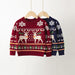 Kersttrui met Rendieren en Sneuwvlokken - Unisex, Rood/Blauw, Katoen, Maat 1-6 Jaar-More For Mini