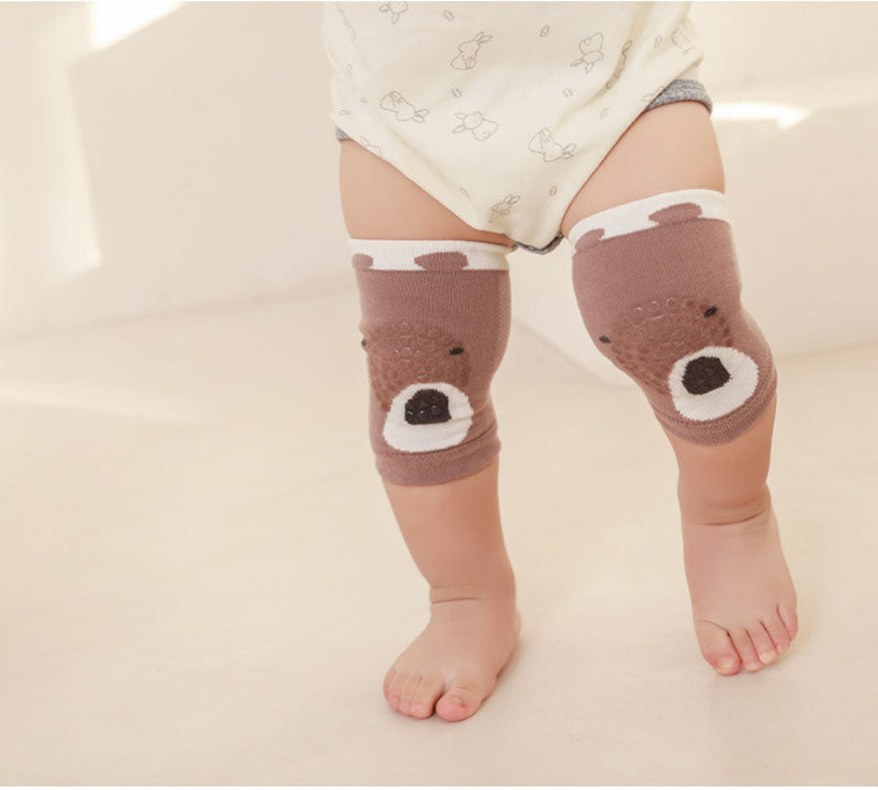 Kniebeschermer en Sokken Set - SnuggleStep Unisex, Geel/Bruin/Oranje/Roze/Wit, Katoen, Maat 0-5 Jaar