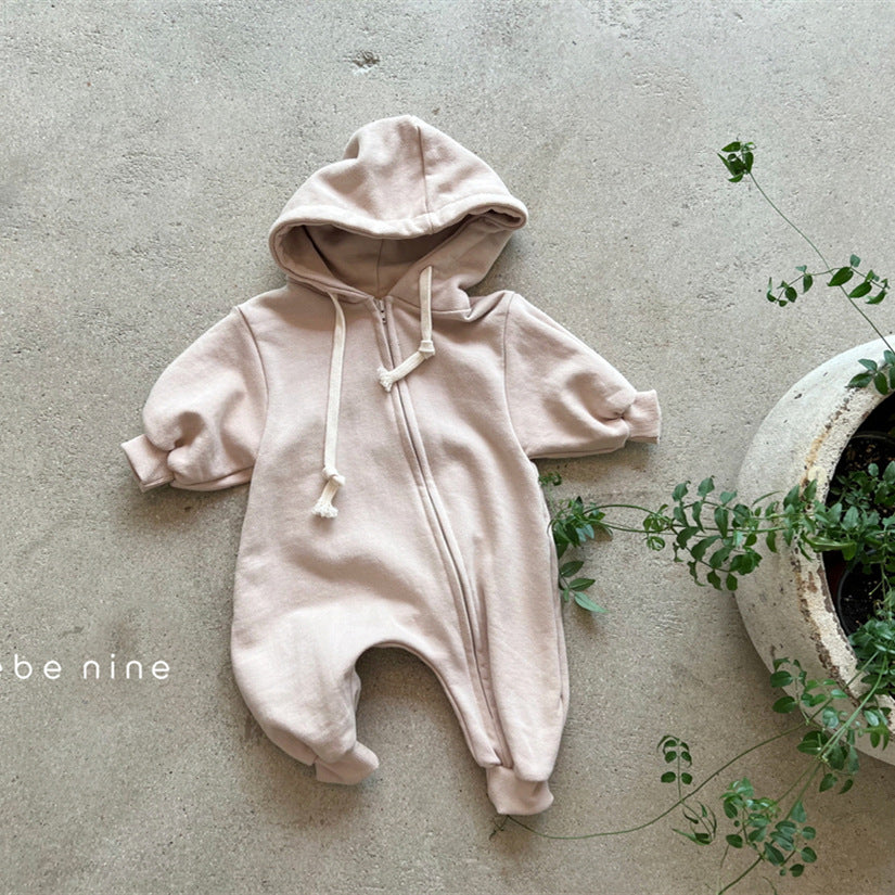 Babypakje met Capuchon – Moussy Jumpsuit van Katoenmix (0–3 Jaar) – Uniseks, Zacht & Gemakkelijk aan te Trekken