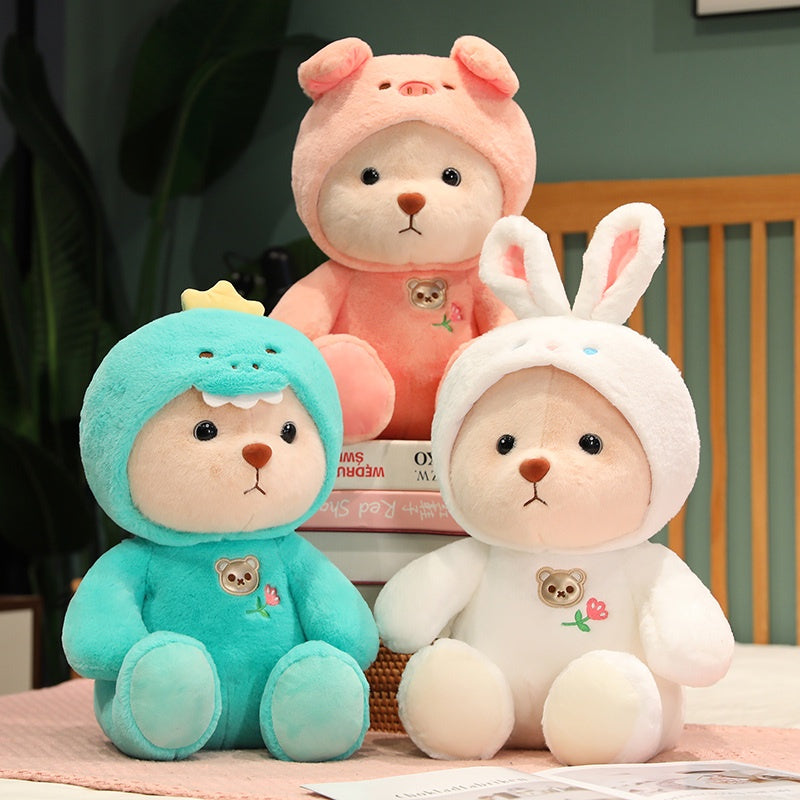 Pluche knuffelbeer 2-in-1 met afneembaar hoedje – zachte vulling, handwasbaar | teddybeer